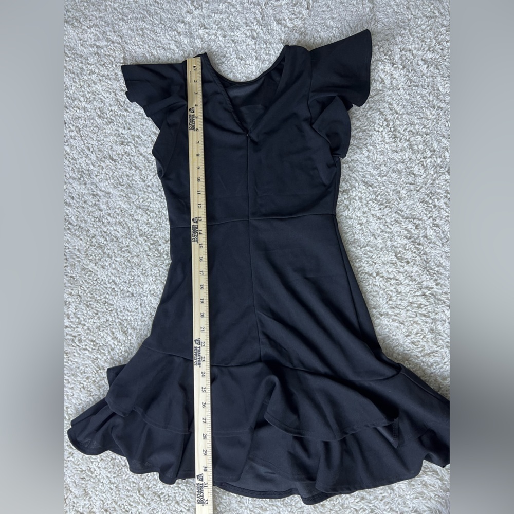 Women’s XS Elegant Black Ruffle Sleeve Dress NWT - Picture 5 of 7